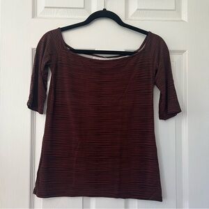 FIGHTING EEL: Black and Red Striped Off The Shoulder Blouse